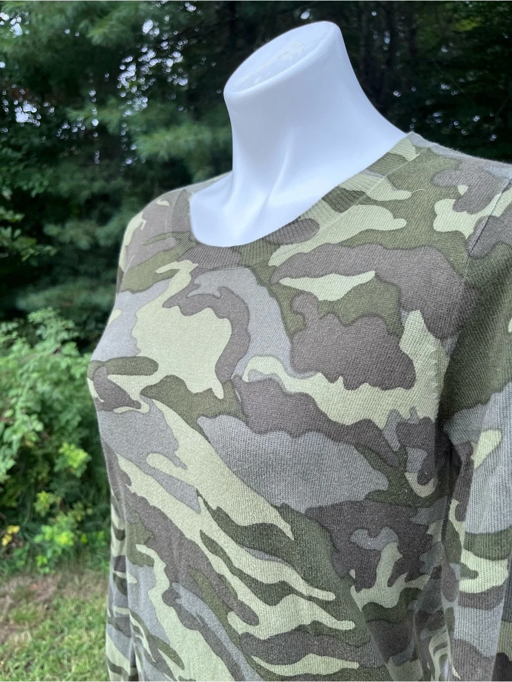 J Crew Teddie camo knit long sleeve top size M